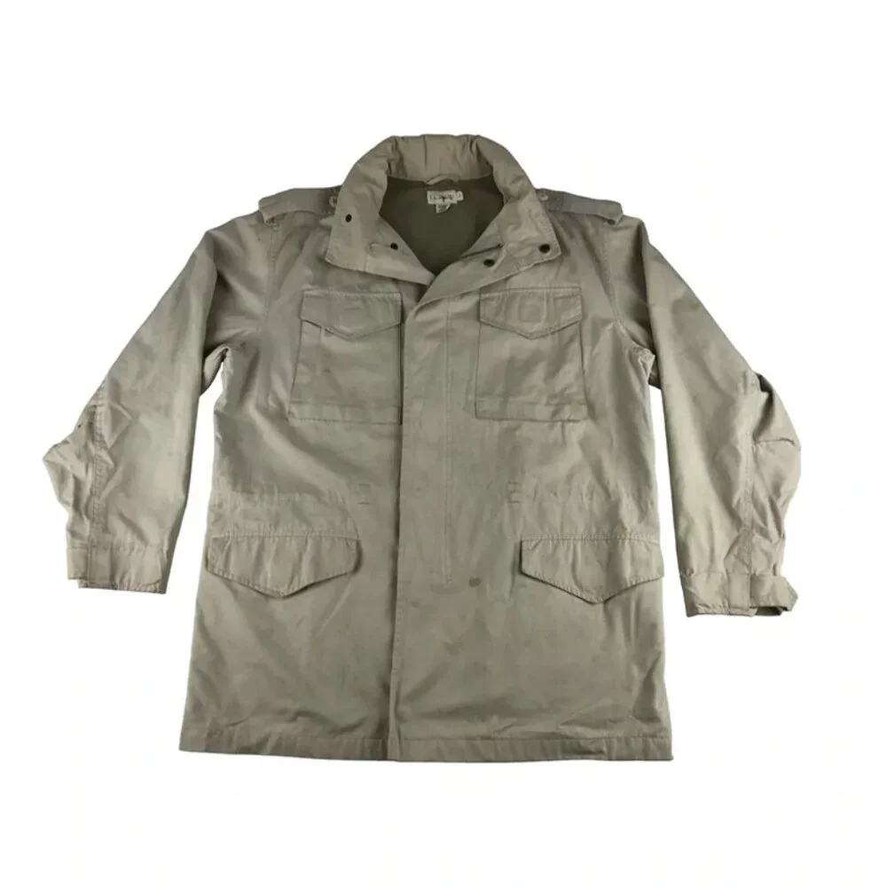 J.Crew Mens Beige 100% Cotton Long Sleeve Pockets Field Mechanic Jacket Size‎ S